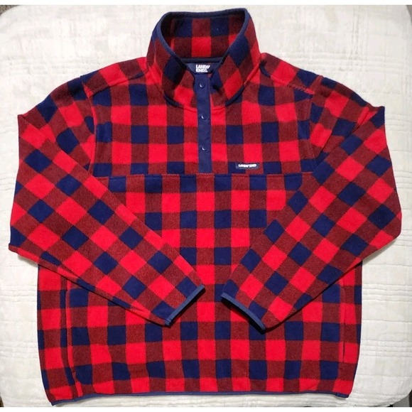 Lands' End Other - Lands' End Men's XXL 2XL Blue and Red Buffalo Plaid Fleece Quarter Button